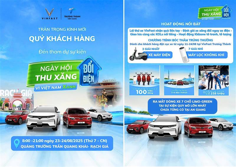 NGÀY HỘI THU XĂNG ĐỔI ĐIỆN TỪ NGÀY 23-24/08/2025